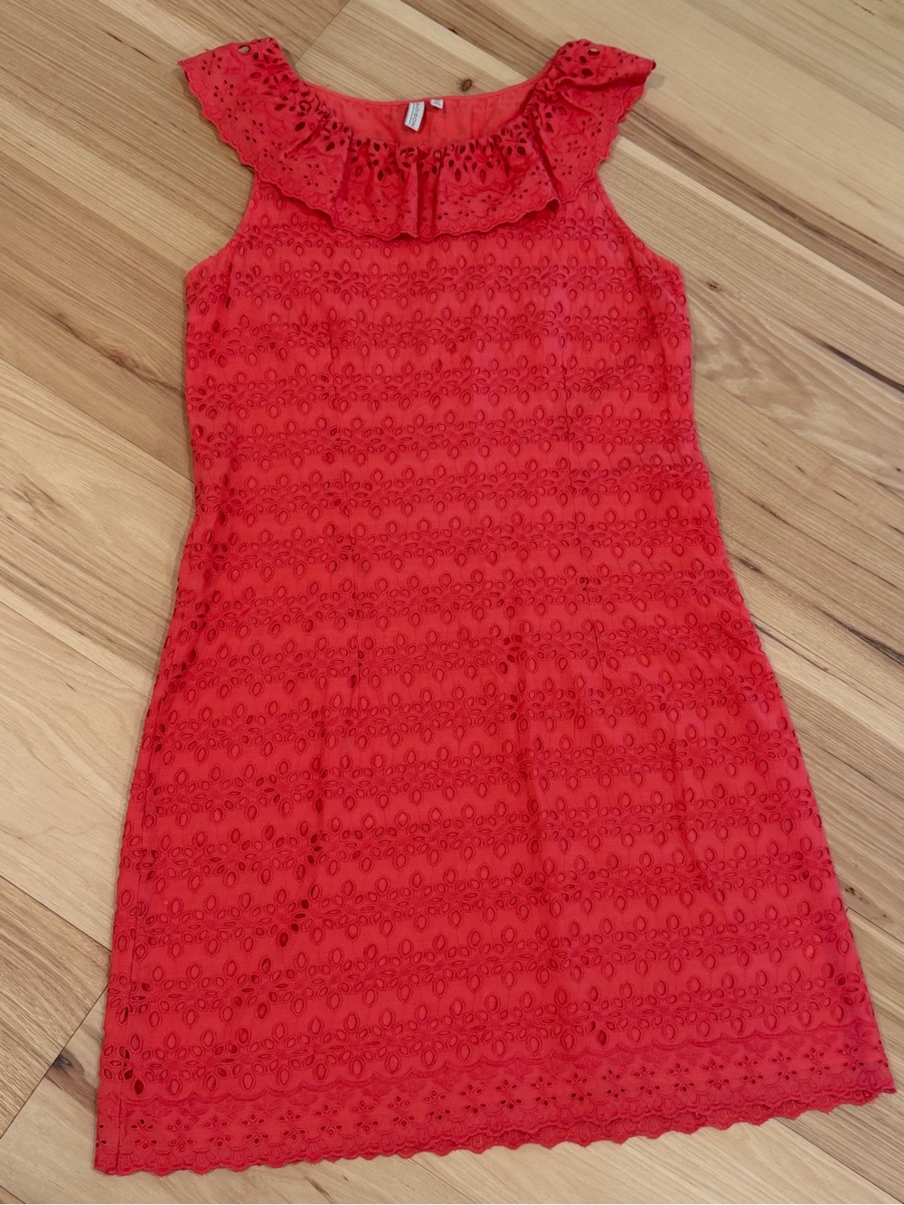 Madison Red Eyelet Ruffle Mini Dress - Picture 2 of 8